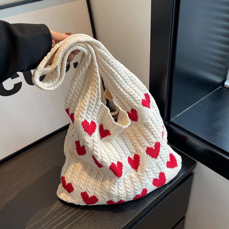 Woven Crochet Shopper Tote Bag