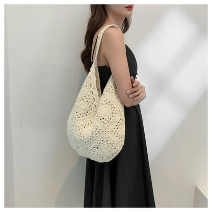 Granny-Square Crochet Hobo Bag
