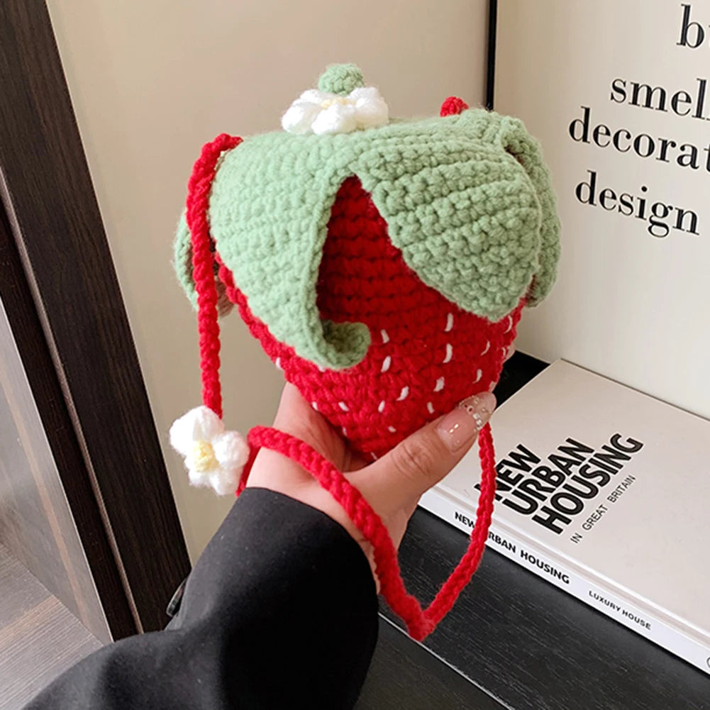 Strawberry Crochet Crossbody Bag
