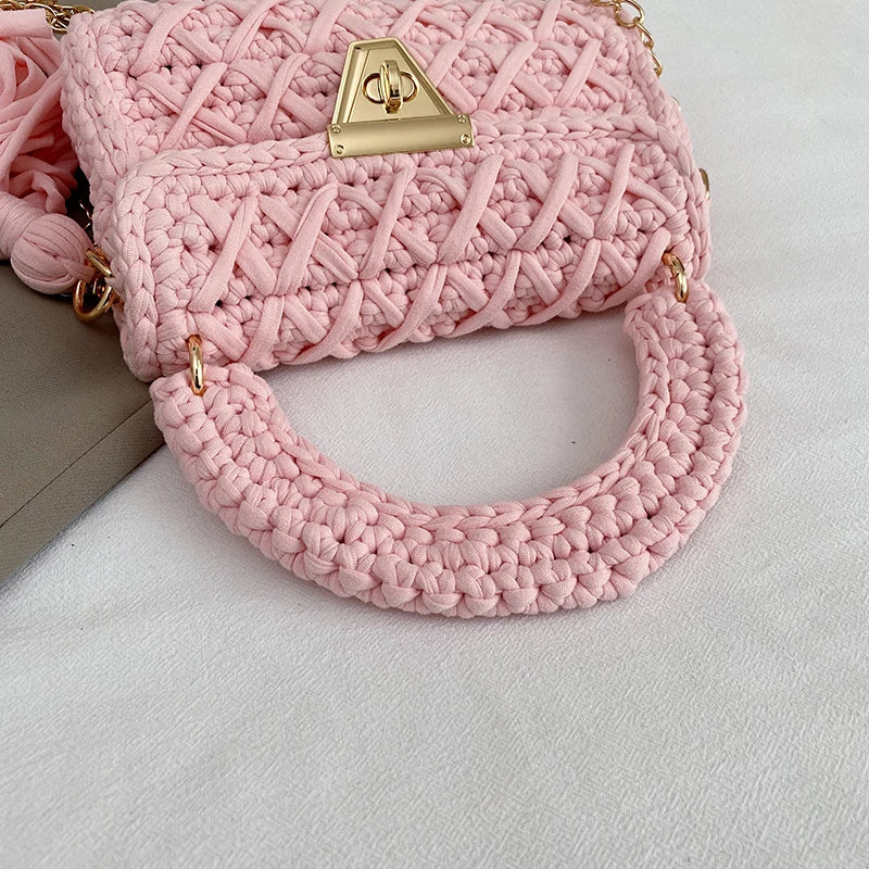 Mint Knit Top-Handle Bag