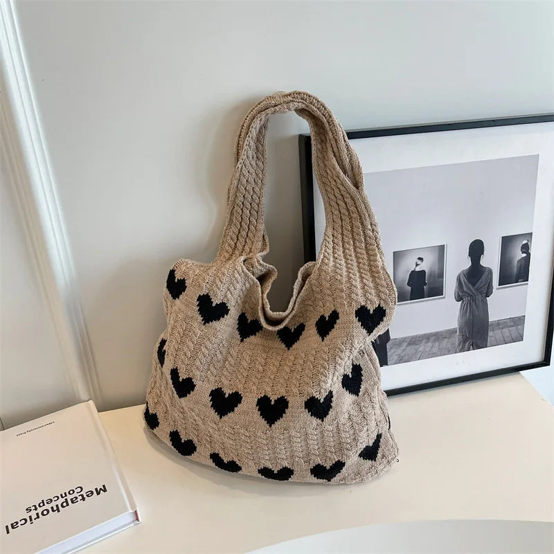 Woven Crochet Shopper Tote Bag