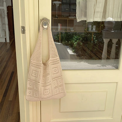 Openwork Crochet Shopper Bag