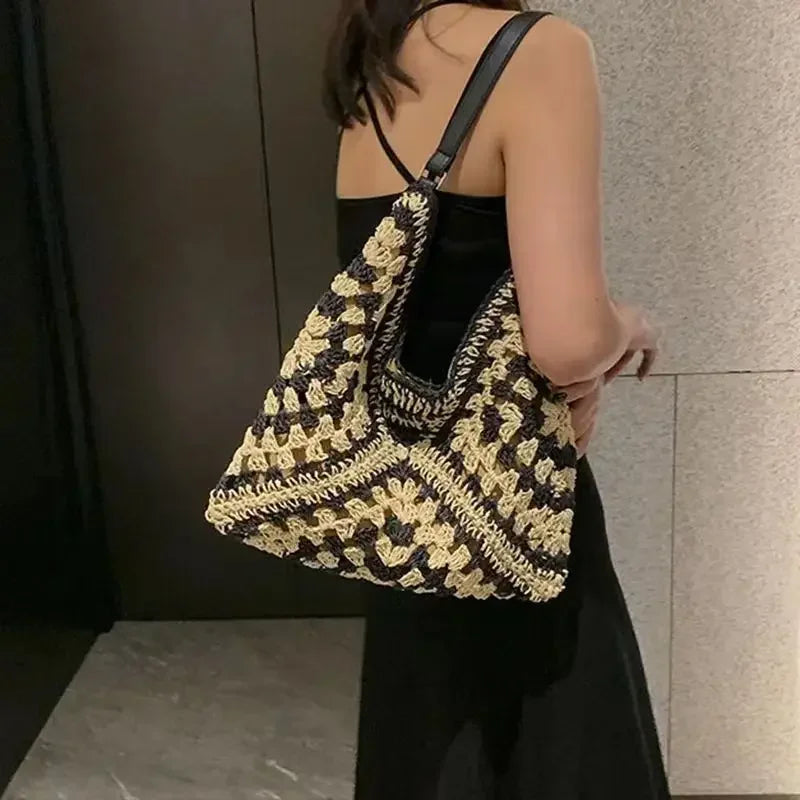 Straw Shoulder Tote Bag