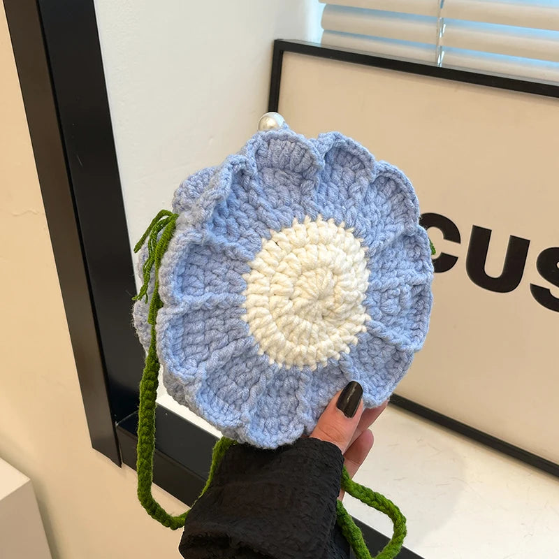 Sunflower Crochet Crossbody Bag