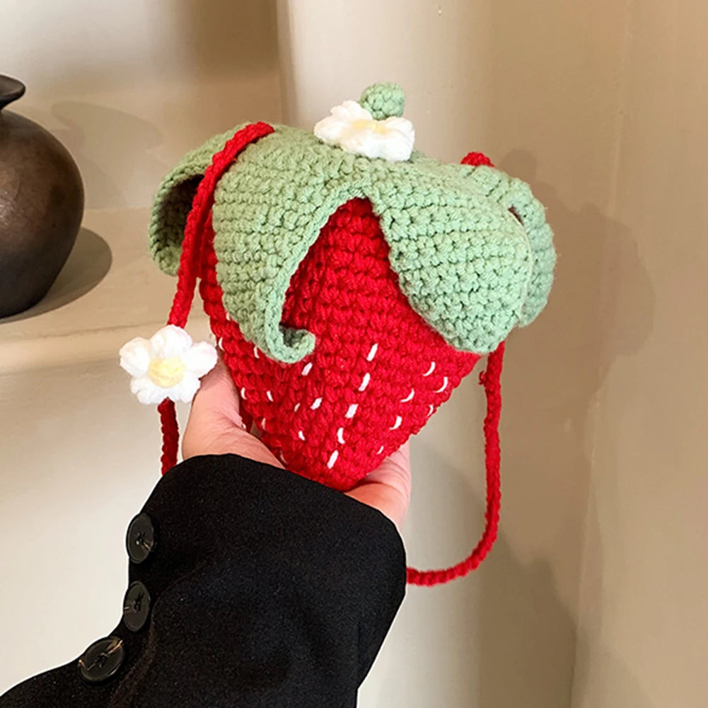 Strawberry Crochet Crossbody Bag