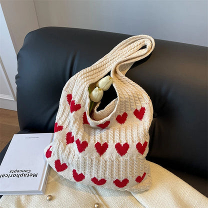 Woven Crochet Shopper Tote Bag