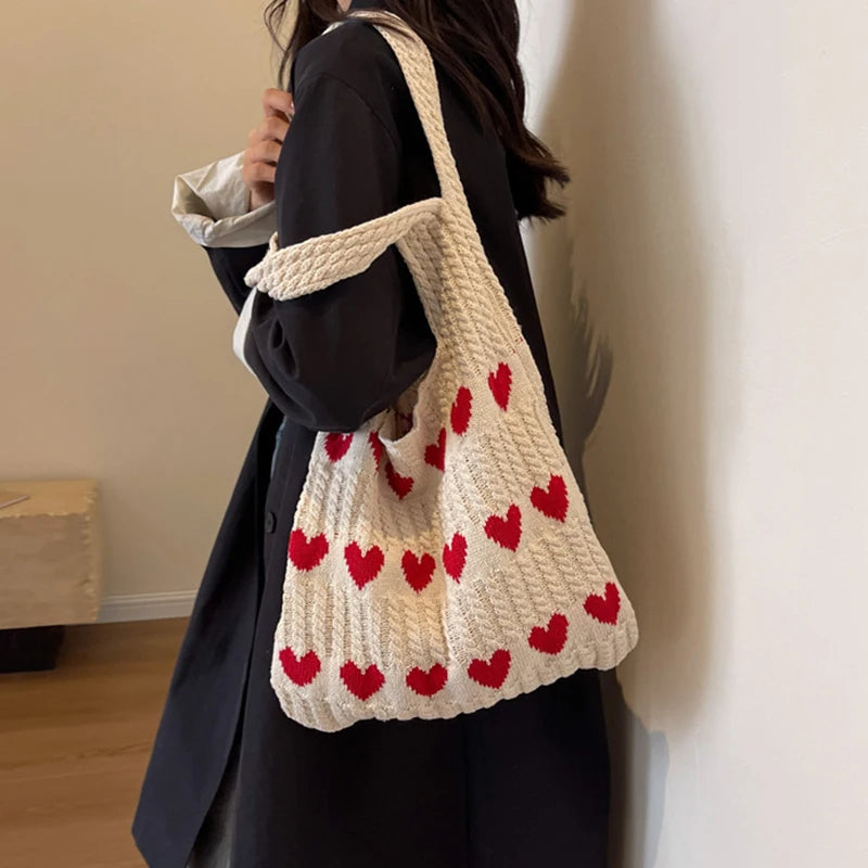 Woven Crochet Shopper Tote Bag