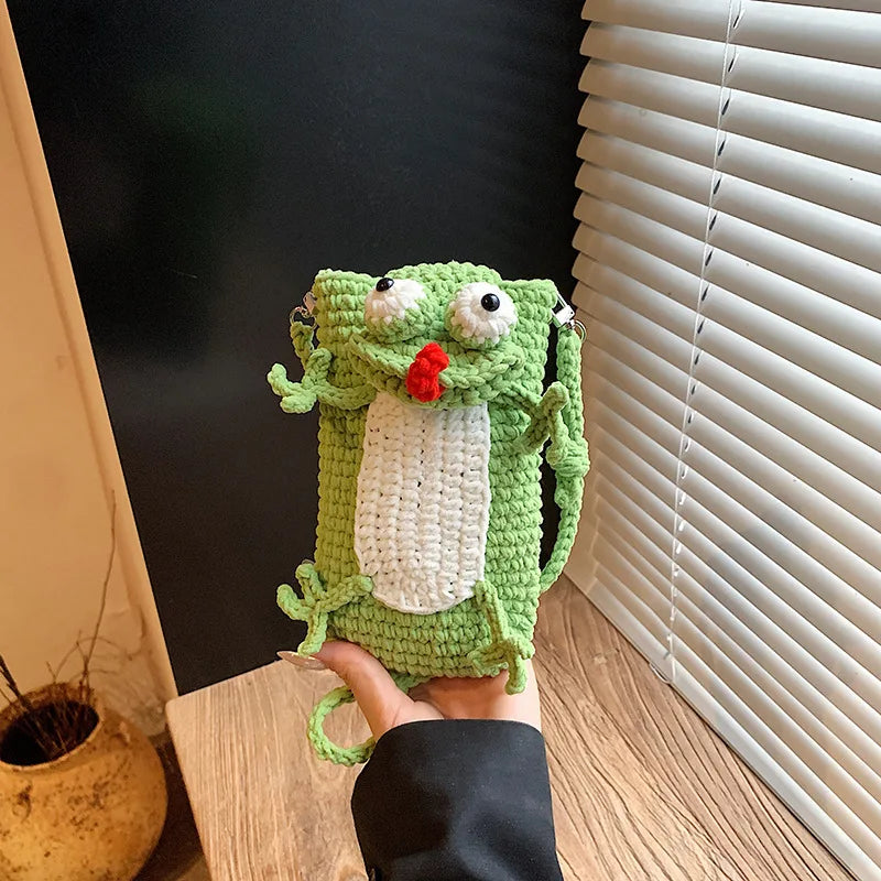 Frog Crochet Phone Bag