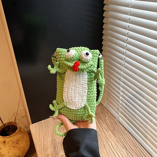 Frog Crochet Phone Bag