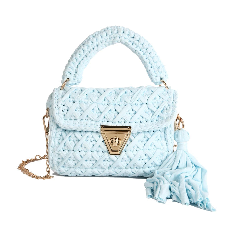 Mint Knit Top-Handle Bag