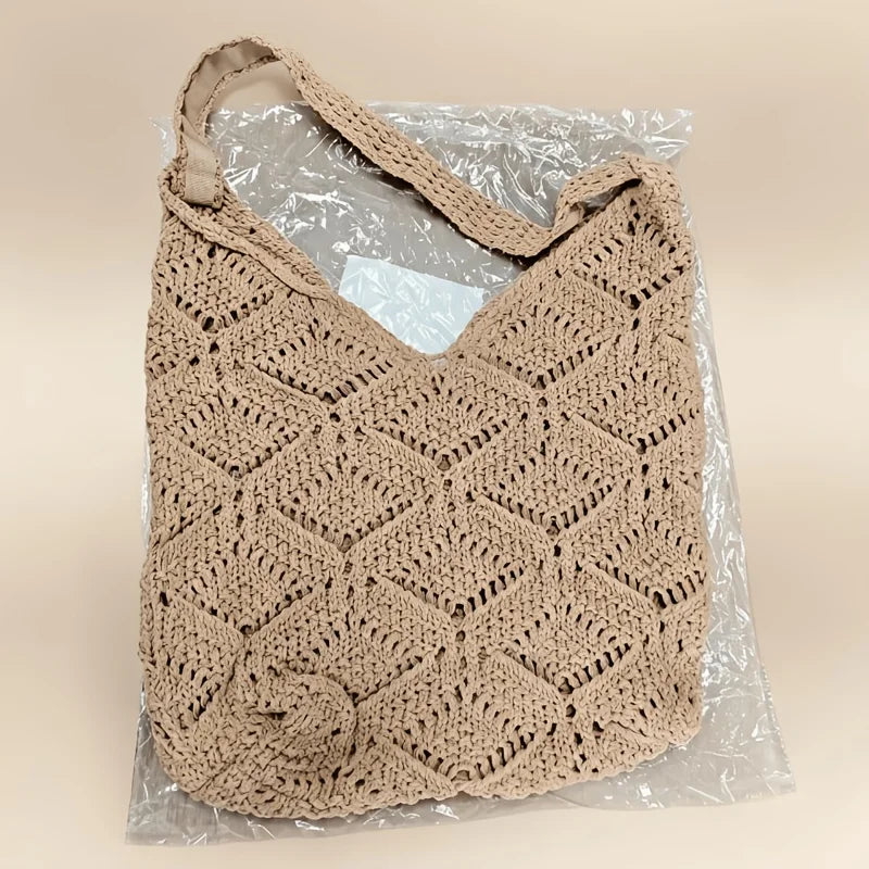Granny-Square Crochet Hobo Bag