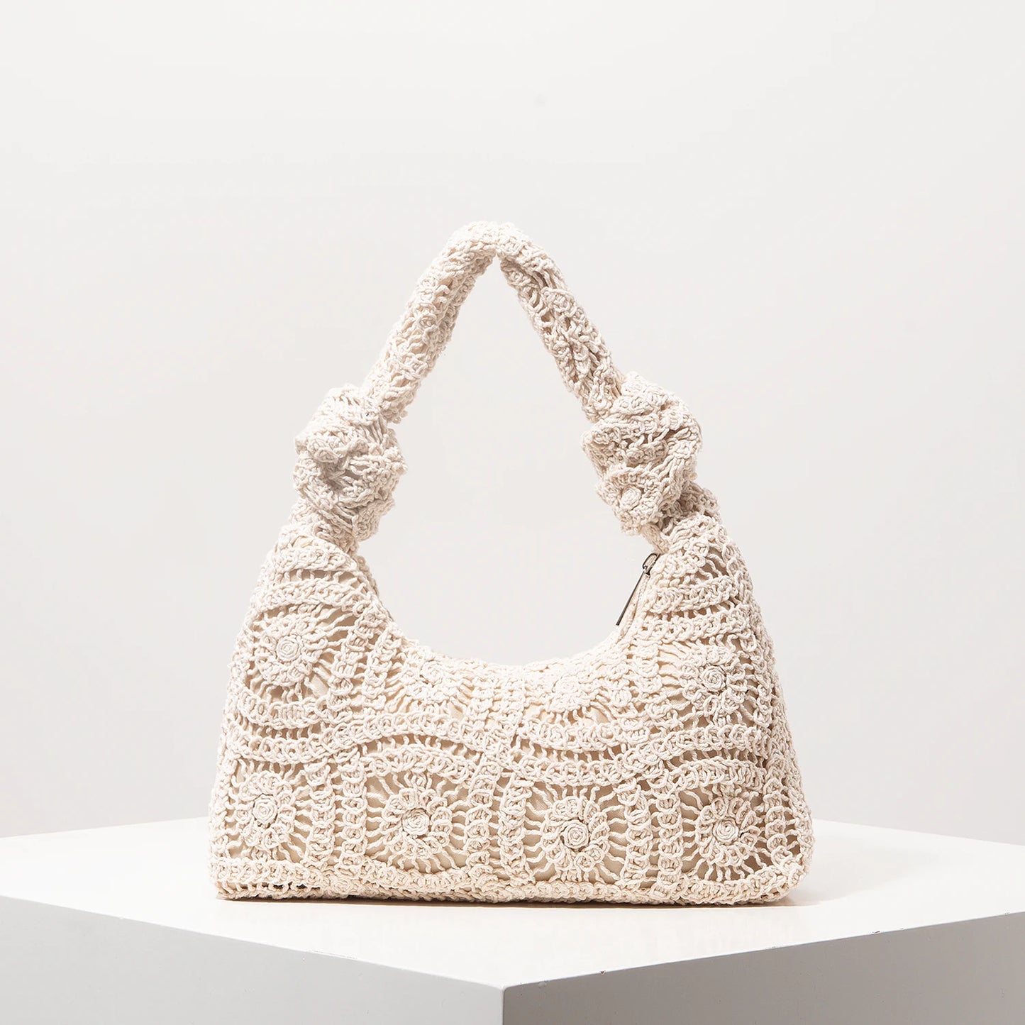Knotted Crochet Baguette Bag