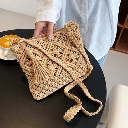 Tasselled Macramé Shoulder Bag