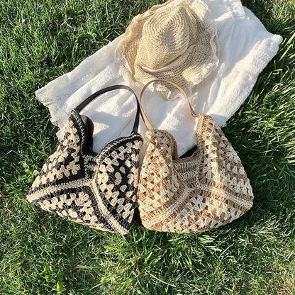 Straw Shoulder Tote Bag