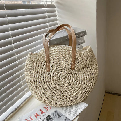 Round Straw Shoulder Bag