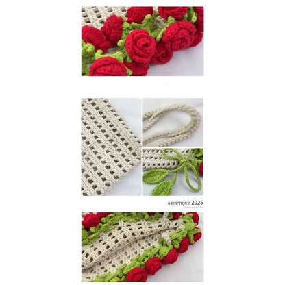 Rose Bouquet Crochet Shoulder Bag