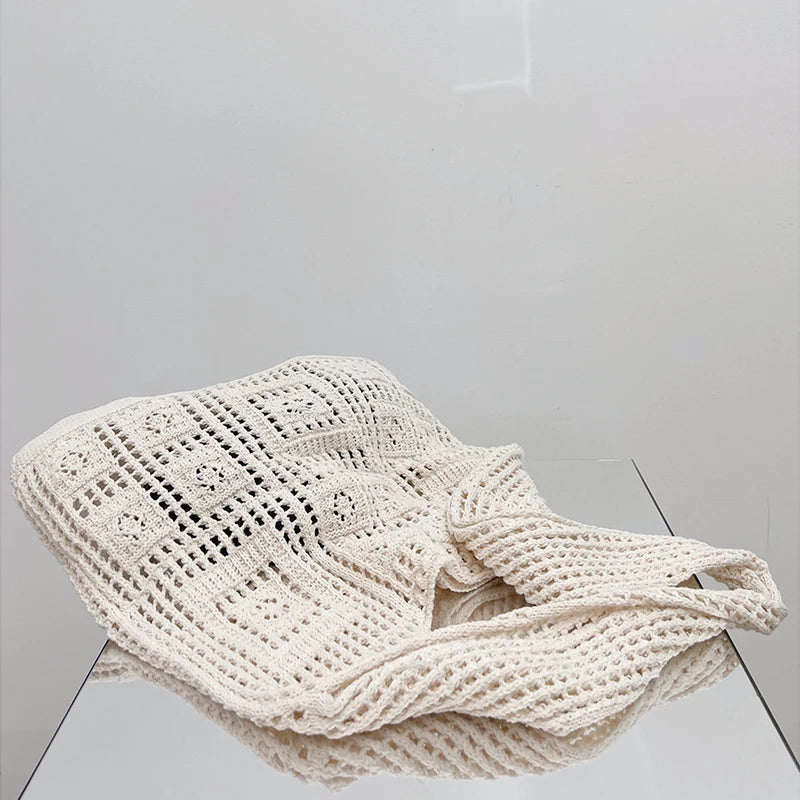 Openwork Crochet Shopper Bag