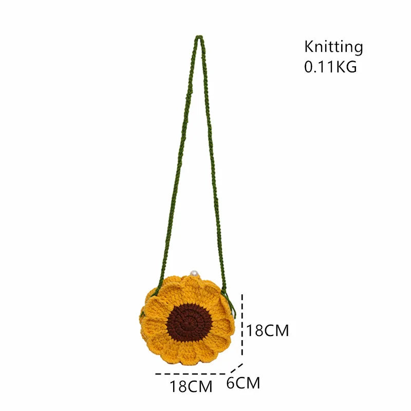 Sunflower Crochet Crossbody Bag