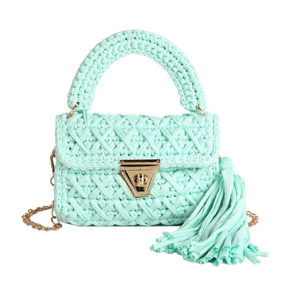 Mint Knit Top-Handle Bag