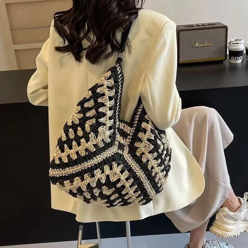 Straw Shoulder Tote Bag