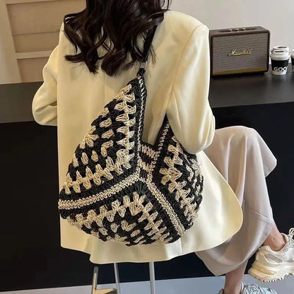 Straw Shoulder Tote Bag