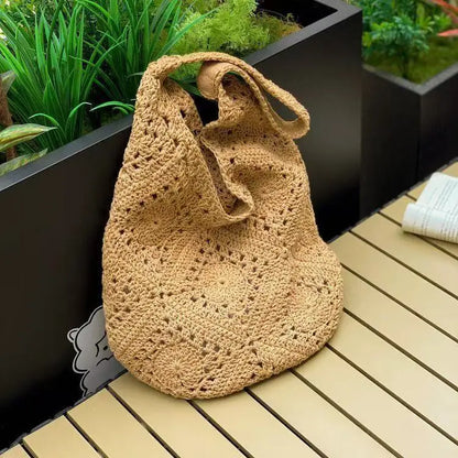 Granny-Square Crochet Hobo Bag