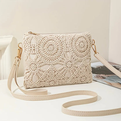 Floral Lace Crochet Crossbody Bag