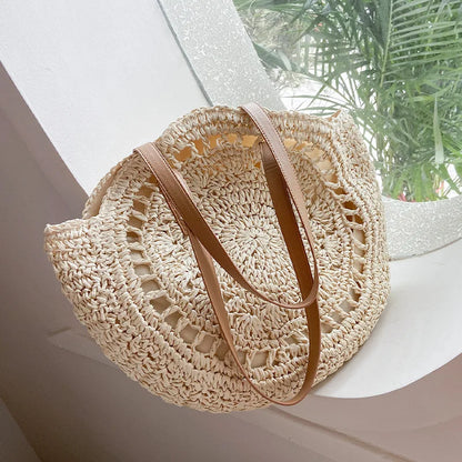 Round Straw Shoulder Bag