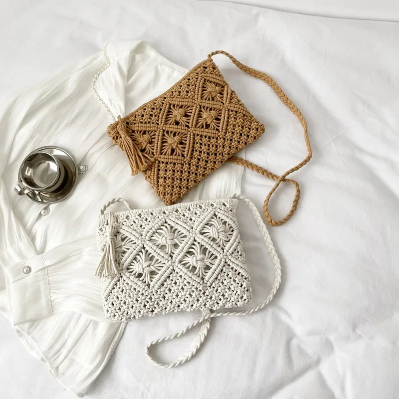 Tasselled Macramé Shoulder Bag