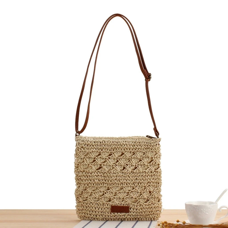 Straw Crochet Crossbody Bag