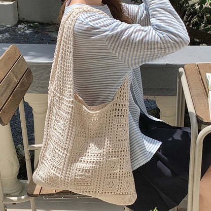 Openwork Crochet Shopper Bag