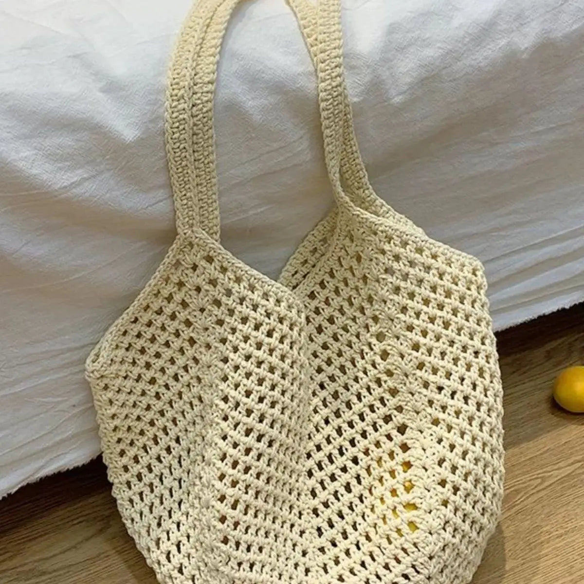 Open-Mesh Knit Tote Bag