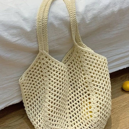 Open-Mesh Knit Tote Bag