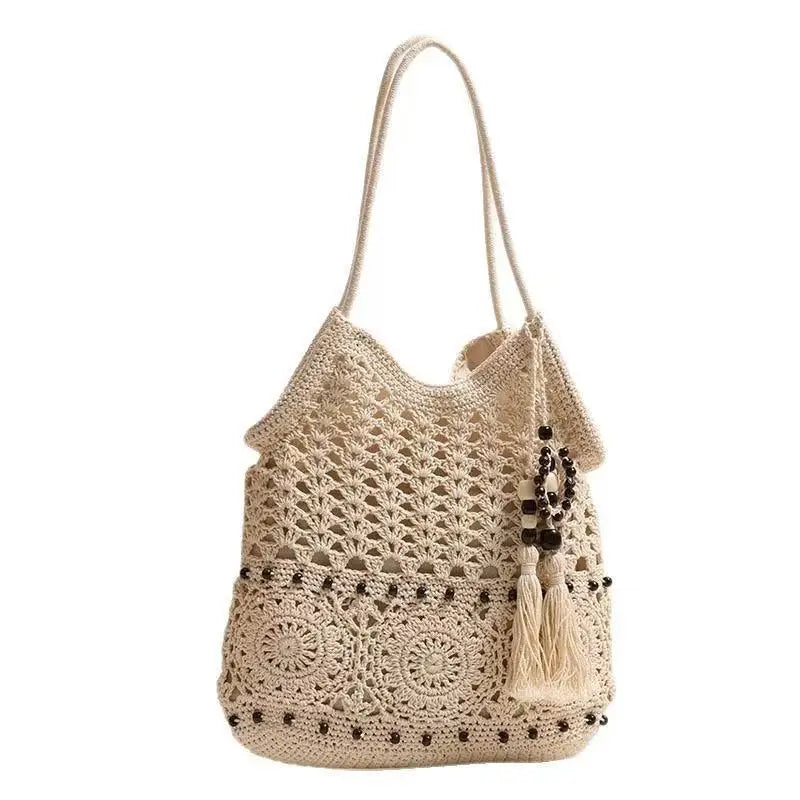 Tasselled Crochet Tote Bag