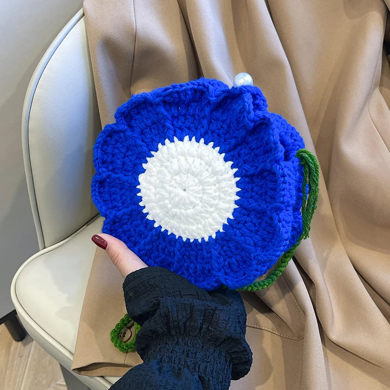 Sunflower Crochet Crossbody Bag