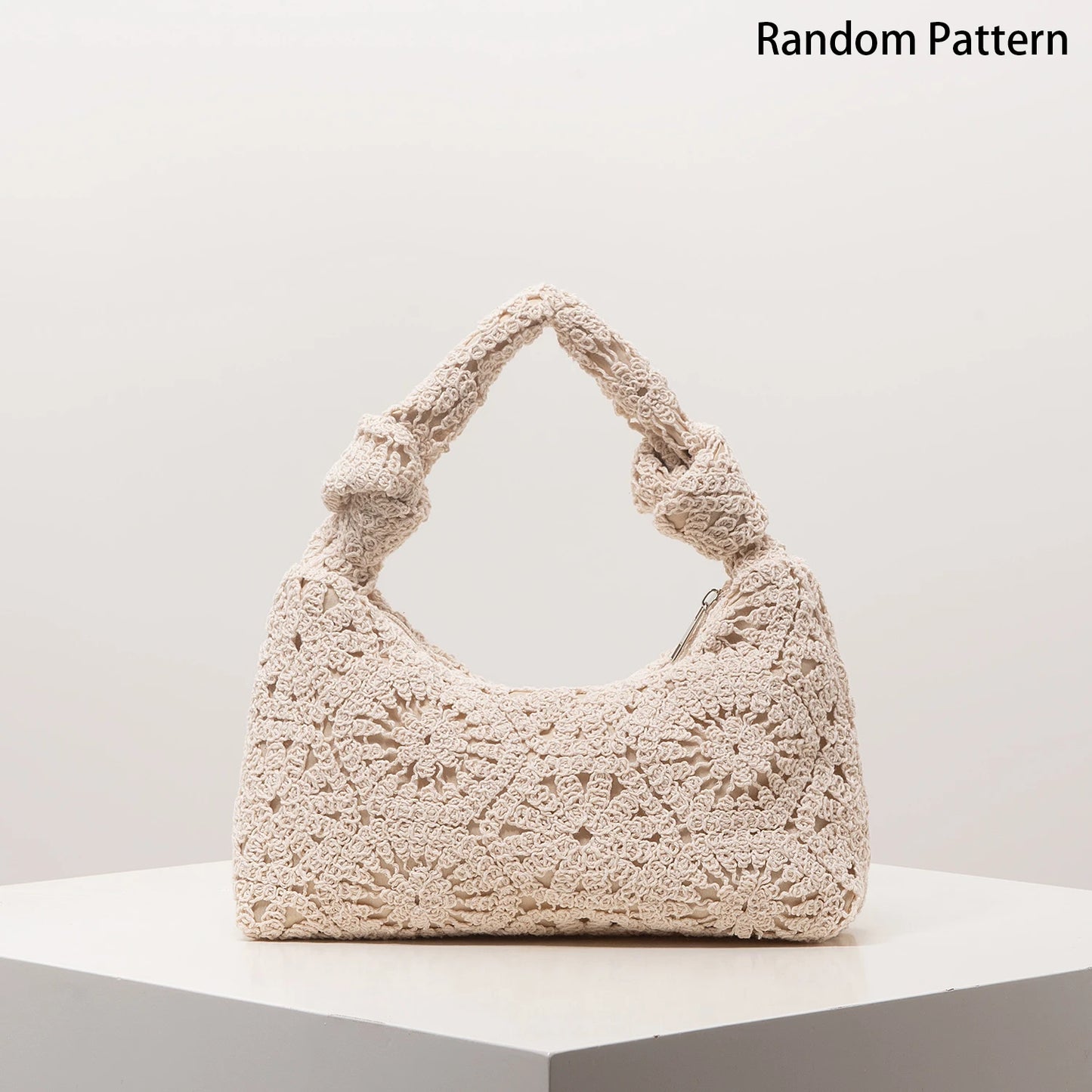 Knotted Crochet Baguette Bag