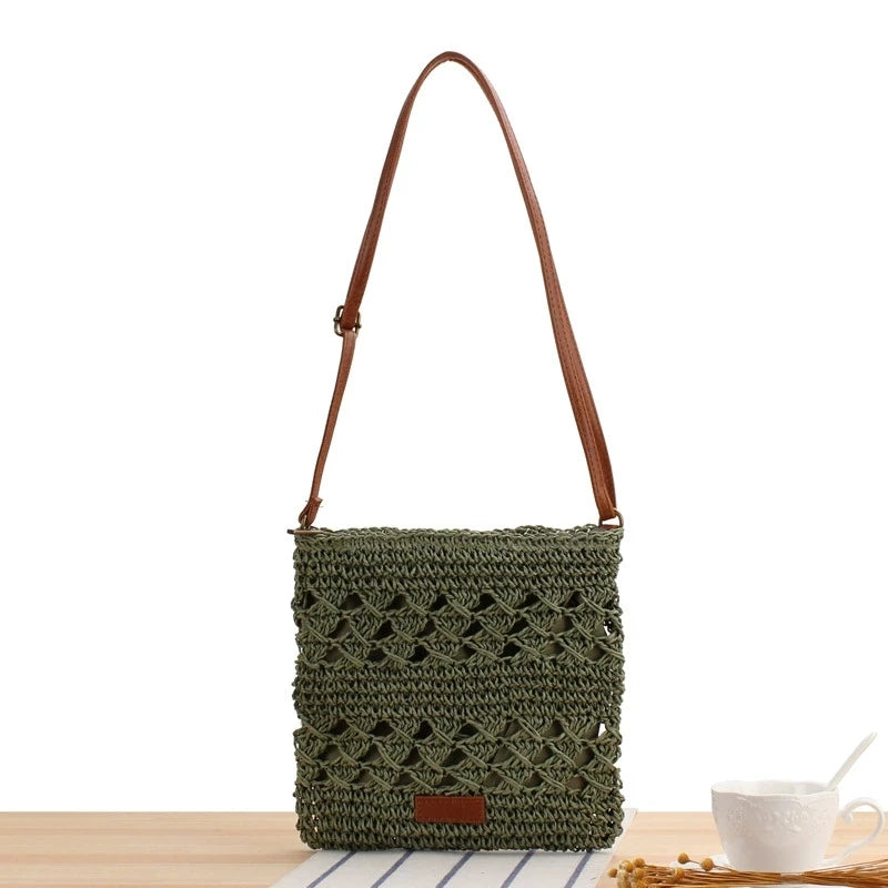 Straw Crochet Crossbody Bag