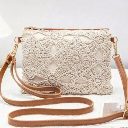 Floral Lace Crochet Crossbody Bag