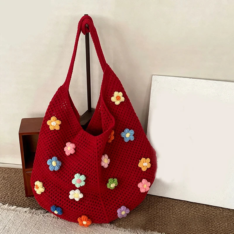 Crochet Hobo Tote Bag