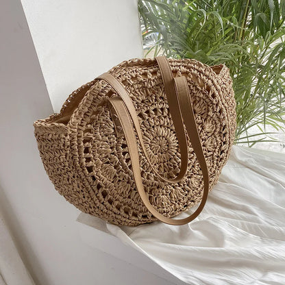 Round Straw Shoulder Bag