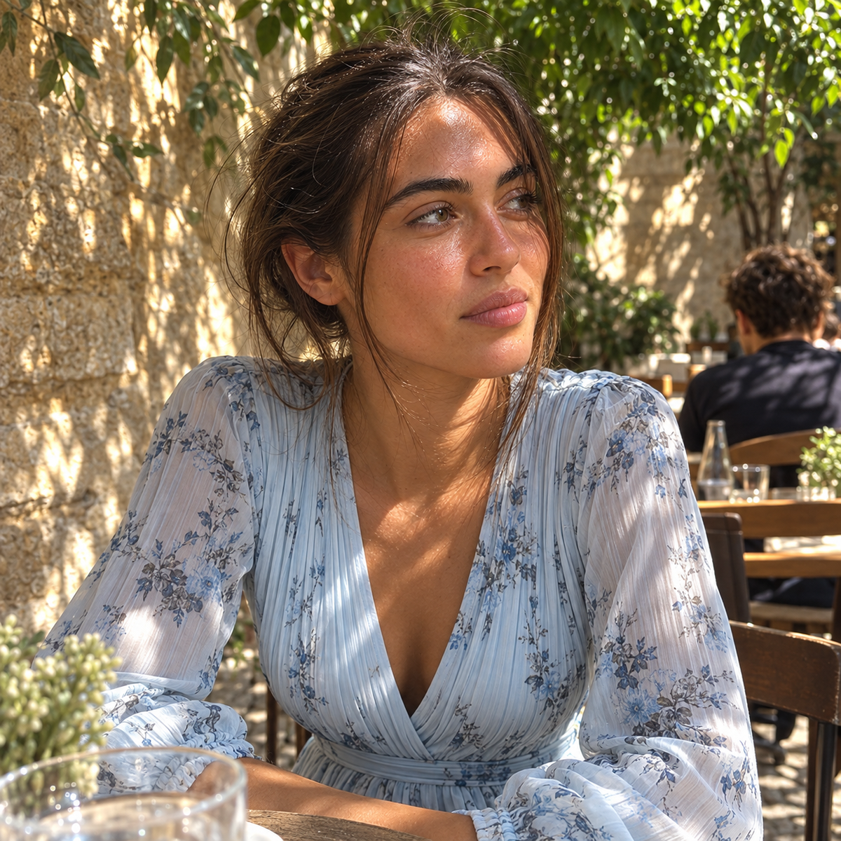Abito Clara indossato in terrazza