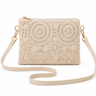 Floral Lace Crochet Crossbody Bag