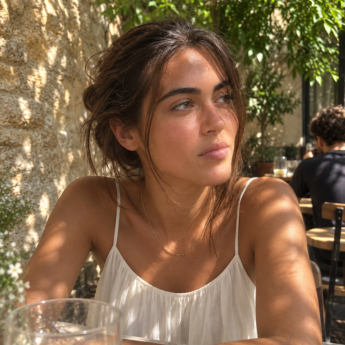 Abito Frida indossato in terrazza