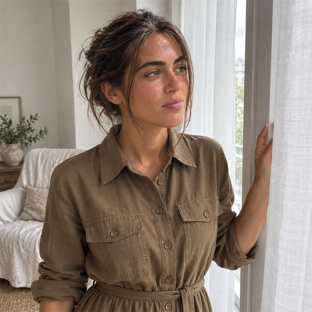 Thea Kleid am Fenster getragen