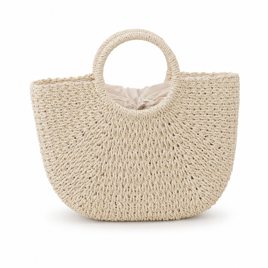 Halbmond-Stroh-Handtasche mit Obergriff