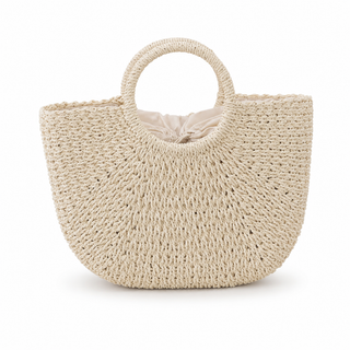 Half-Moon Straw Top-Handle Bag