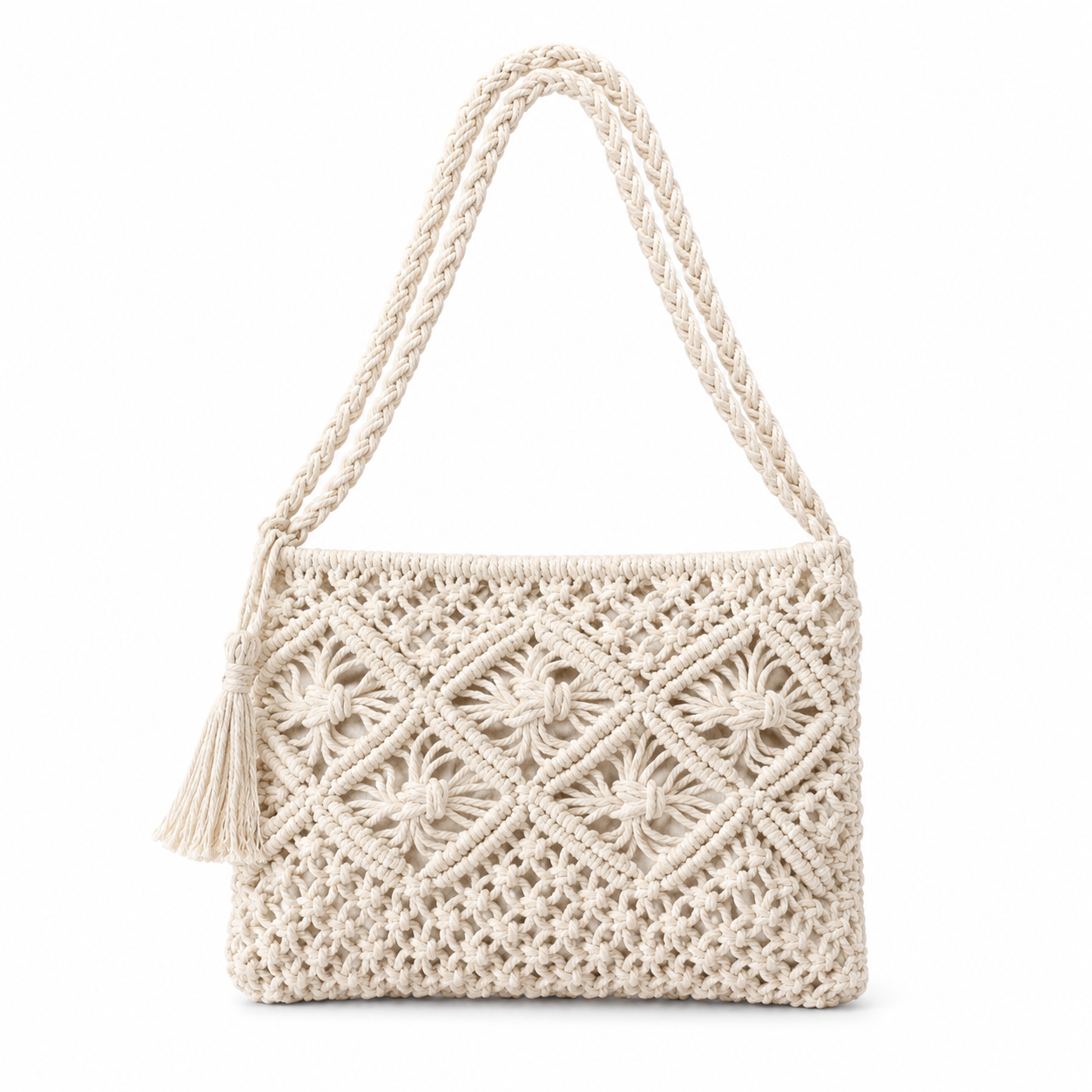 Tasselled Macramé Shoulder Bag