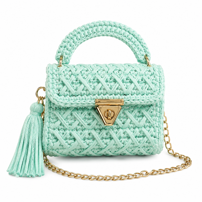 Mint Knit Top-Handle Bag