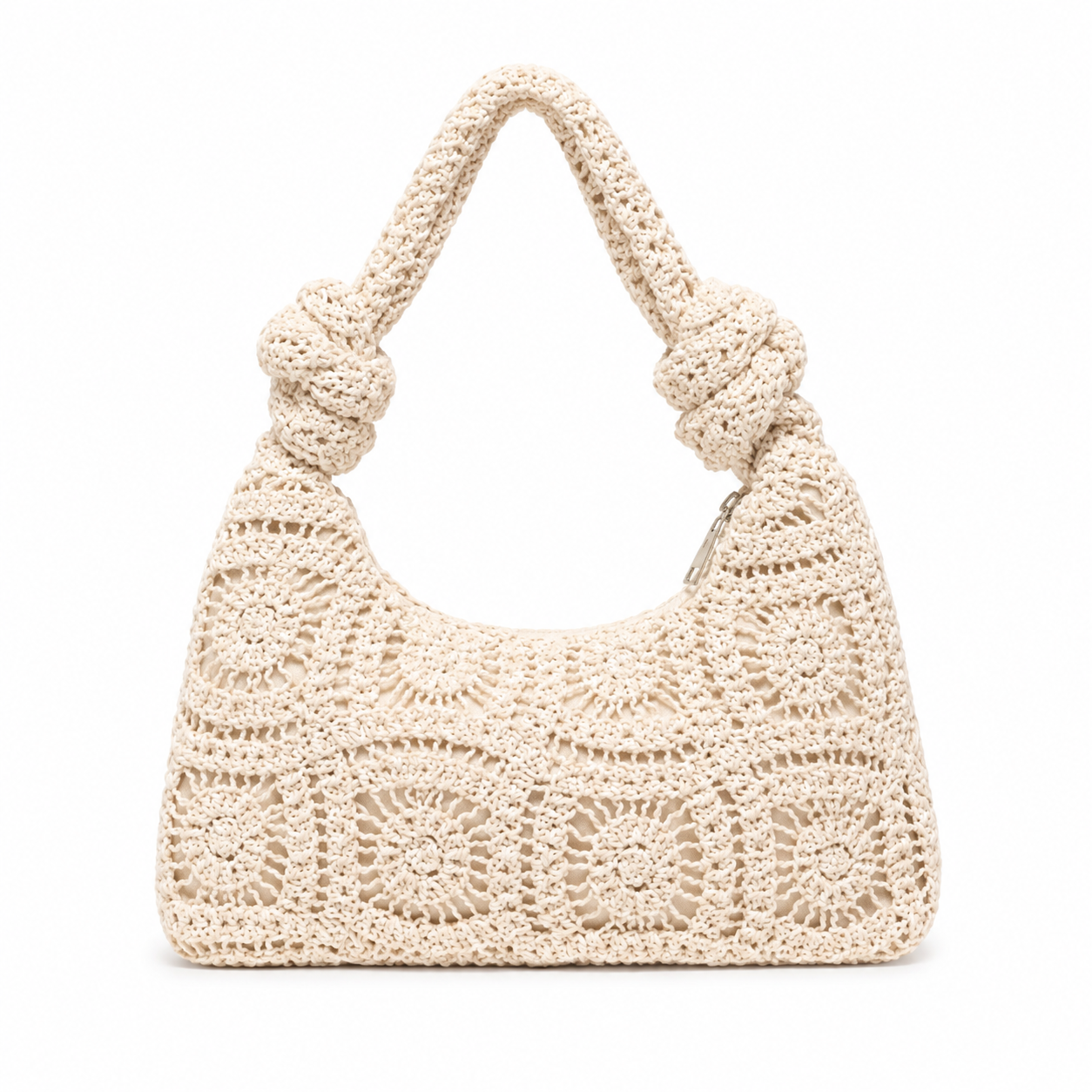 Knotted Crochet Baguette Bag